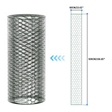 (Galvanised ) Chicken Wire Mesh Garden Fencing For Hutches, Coops & Aviaries - 25mm hole x 60cm x 50cm Galvanised PVC Coated
