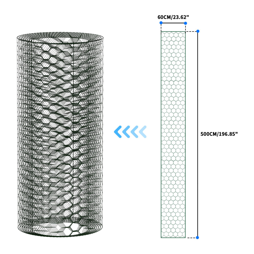 (Galvanised ) Chicken Wire Mesh Garden Fencing For Hutches, Coops & Aviaries - 25mm hole x 60cm x 50cm Galvanised PVC Coated