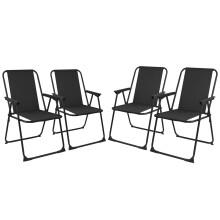 (Black Set Of 4) Outdoor Garden Camping Beach Folding Chair