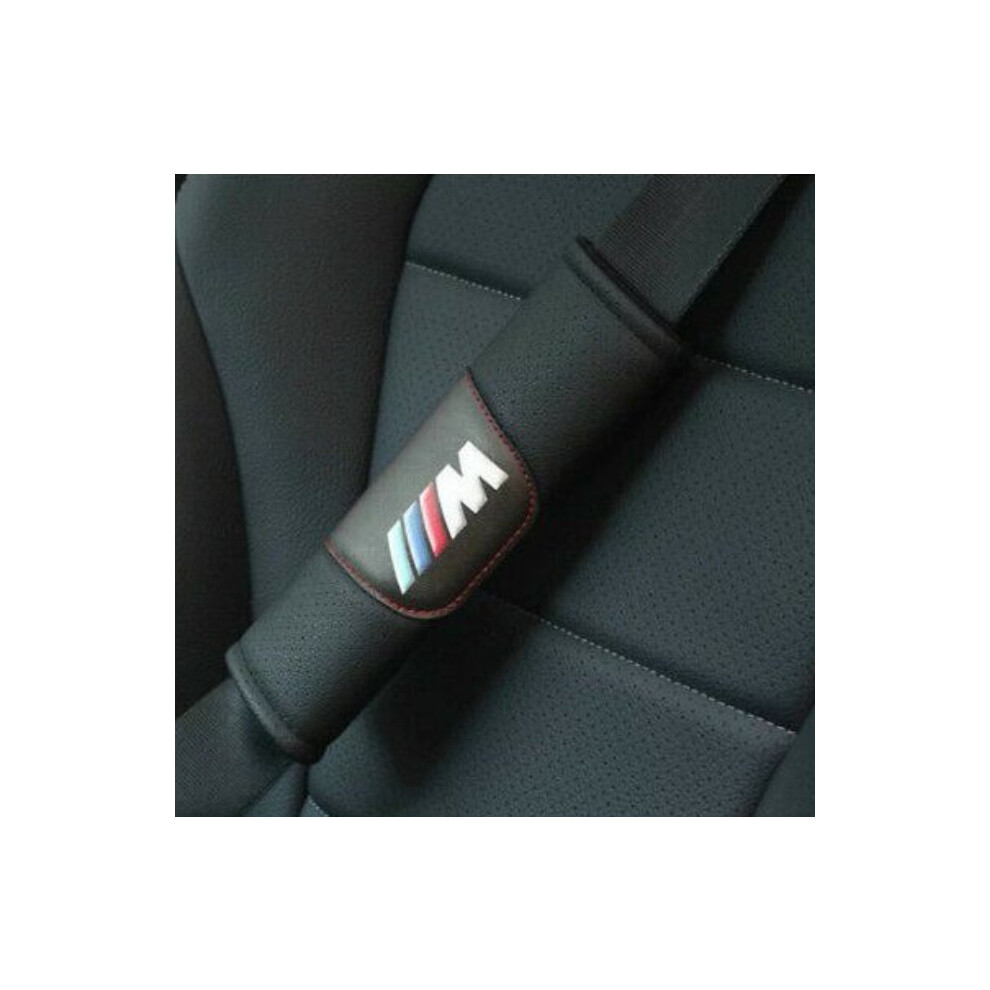 2Pcs Black Car Seat Belt Shoulder Cushion Cover Pad Fit For BMW M Car