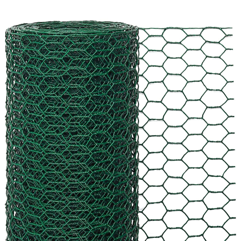 Chicken Wire Mesh Roll PVC Coated Hexagonal Galvanized Netting Garden Fence for Poultry Pet Rabbit Chicken 5m x 0.6m