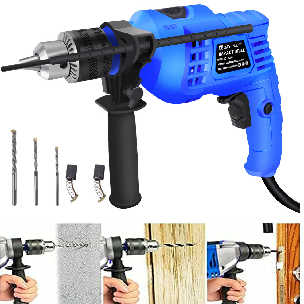 Electric Rotary Hammer Drill 850W Multifunction Impact Drill Power Tool with 360Â° Rotating Handle for Drilling Steel Concrete and Wood