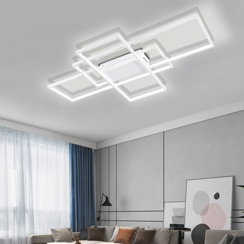Living And Home (Cool White) Modern Rectangle LED Chandelier Ceiling Light