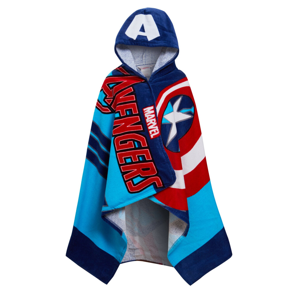 (One Size) Captain America Hooded Towel Avengers Poncho Kids Beach Bath Towel Swimming Wrap