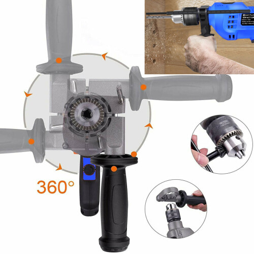 Impact Drill Electric Hammer Drill 850W Corded Percussion Drill with Drill Bits Set Variable Speed 360° Rotating Handle Lightweight Heavy Duty 1