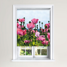 (120 cm Width x 140 cm Drop) Lister Cartwright Blackout Roller Blind Pink Poppy Field Roller Blinds