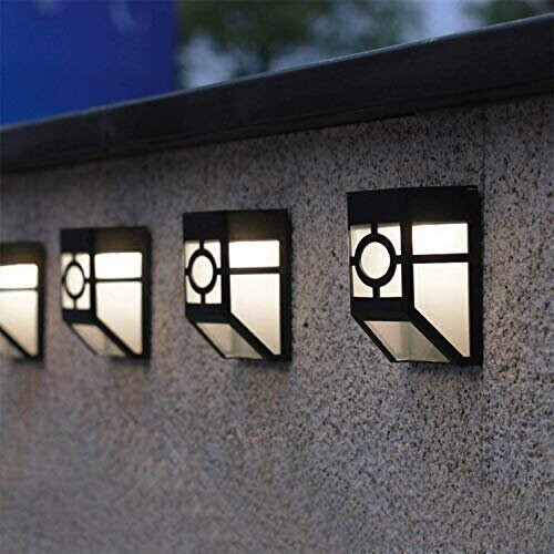 4 Pack Security Wall Light Solar LED Black Square Wall Lights 1