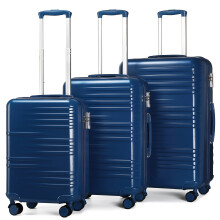 (Navy) British Traveller-3Pcs ABS Hard Shell Suitcase Set