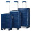 (Navy) British Traveller-3Pcs ABS Hard Shell Suitcase Set 1