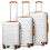 (White) British Traveller-3Pcs ABS Hard Shell Suitcase Set 1