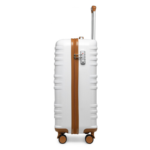(White) British Traveller-3Pcs ABS Hard Shell Suitcase Set 1