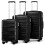 (Black) British Traveller-3Pcs ABS Hard Shell Suitcase Set 1