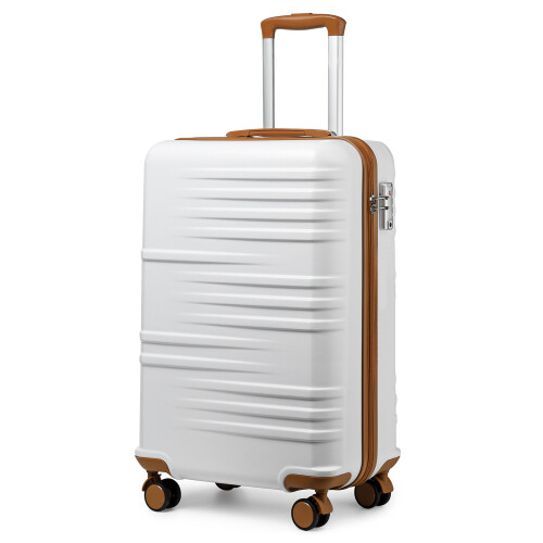 (White) British Traveller-3Pcs ABS Hard Shell Suitcase Set 2