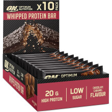 Optimum Nutrition Whipped Protein Bars Healthy Low Calorie Snacks Low Carb Low Sugar Workout Snack for Men and Women Chocolate Caramel Flavour10 x 65g