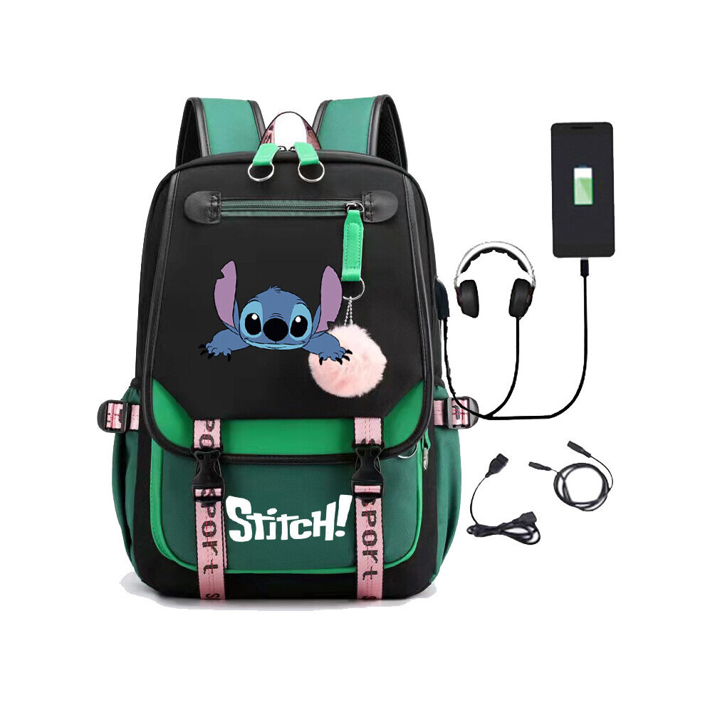 (green) Lilo & Stitch USB Backpack  Laptop rucksacks  Bag