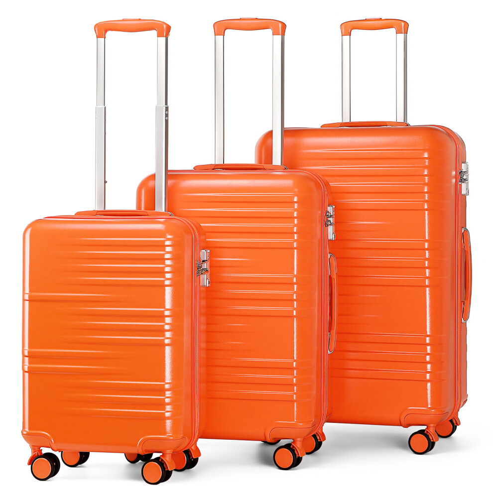 (Orange ) British Traveller-3Pcs ABS Hard Shell Suitcase Set