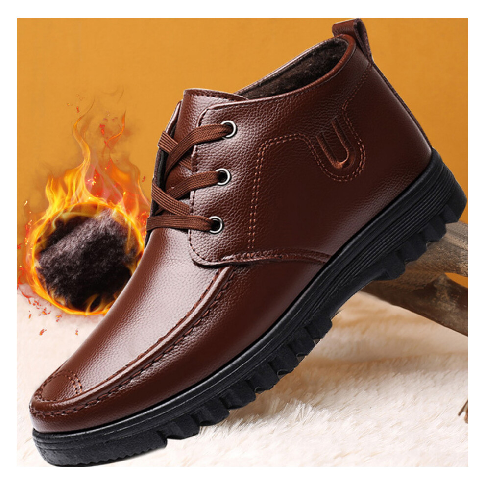 Men Winter Men Snow Boots Warm Men High Waterproof Leather Male Hiking Ankle Boots Work Safety Shoes 885660769050