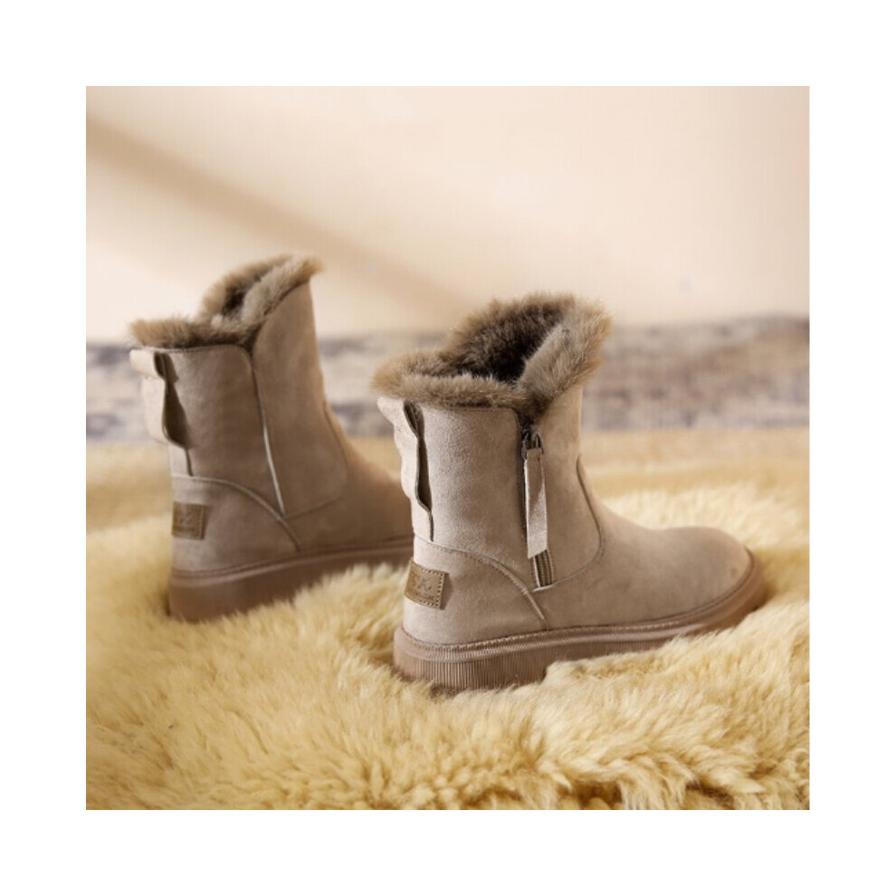 Women's Snow Boots Women's Boots Middle Calf Comfortable Warm Keeping Plush Zipper Women's Boots Casual Women's Winter Boots