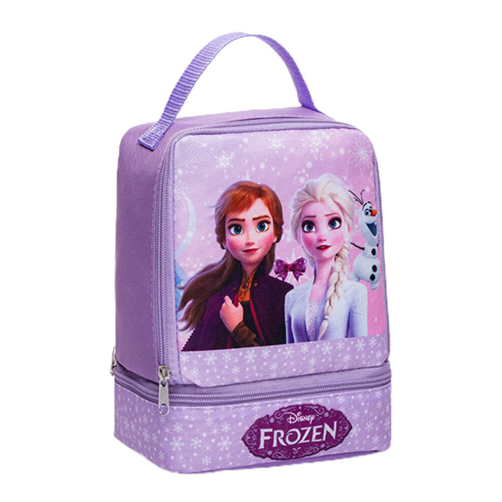 (Purple Frozen) Children Cartoon Frozen Elsa Lunch Pack Box Kids Girls Insulated Student School Food Picnic Bags