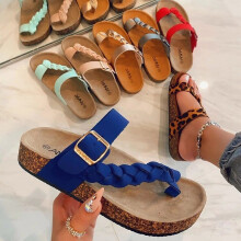 Women Sandals Flats Plait Leopard Summer Shoes Women Slippers Wear-Resistant Beach Ladies Sandals Female Shoes Size 43