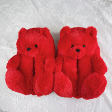 Fun Teddy Bear Home Slipper for Child Women Animal Winter Floor Female Kids Fuzzy Slippers Teddy Bear Shoes Slides
