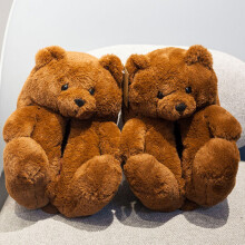 Girls Furry Panda Slippers Home Shoes Women's Lovely Warm Winter Bear Indoor Slides Woman House Plush Slippers