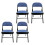 (Blue, 4) Artificial Faux Leather Home Office  Folding Chair 1