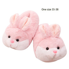 Q39C Stuffed Animal Bunny Bag Heel Slippers | Pink Rabbit Plush Slippers | Bunny Plush Home Shoes | Fluffy Girls Slipper
