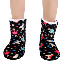 Mntrerm Winter Warm Slippers Plush Slippers Cartoon Cotton Home Shoes Winter Girls Slipper Long Tube Indoor Slippers