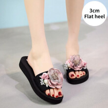 Ladies Summer Flip-flops Flowers Shoes Woman Outside Wear Non-slip Slippers Holiday Beach Sandles Woman Slippers