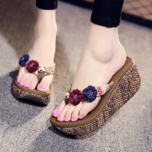 Flip Flops Women Slipper Summer Rainbow Thick Platform Wedges Sandals Beach Casual Muffin Slope Shoes Chinelo Feminino Flip Flop