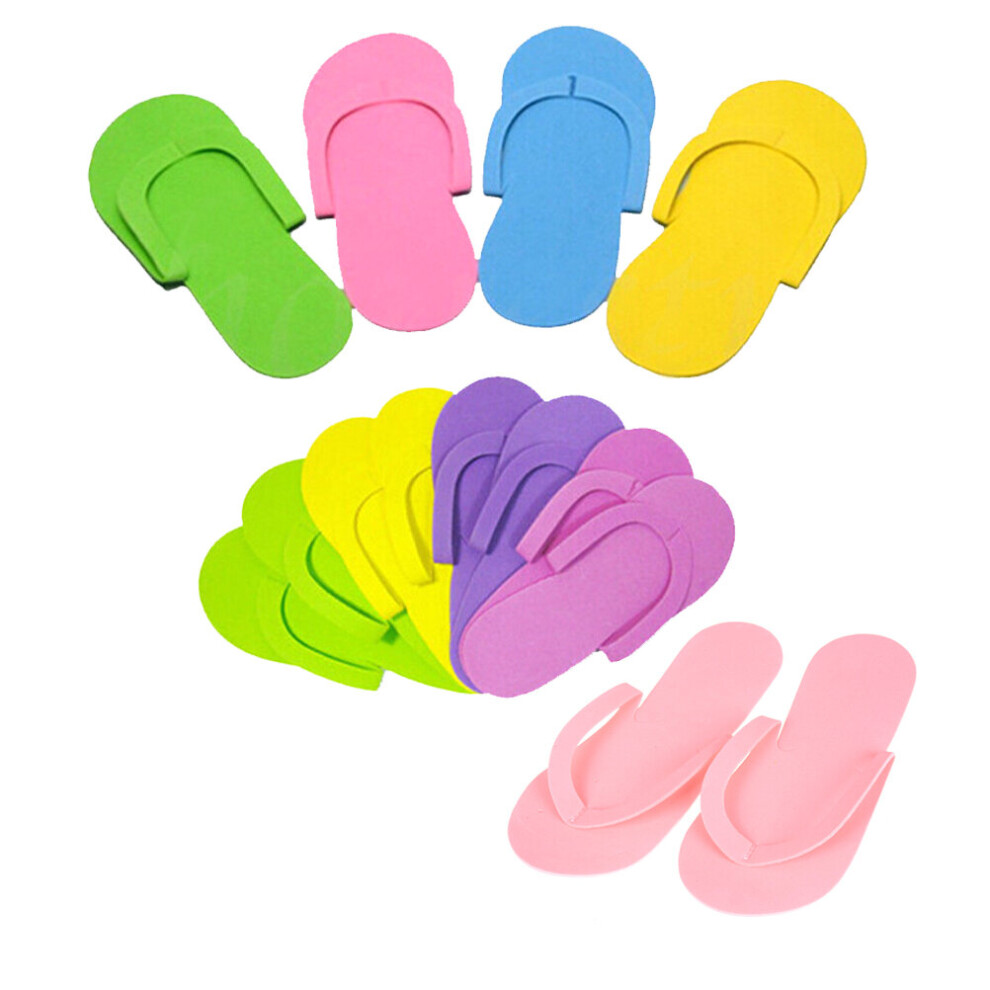 Multicoloured 12 Pairs Disposable Foam Slippers High Foam Pedicure Slippper For Salon Spa Pedicure Flip Flop Tools