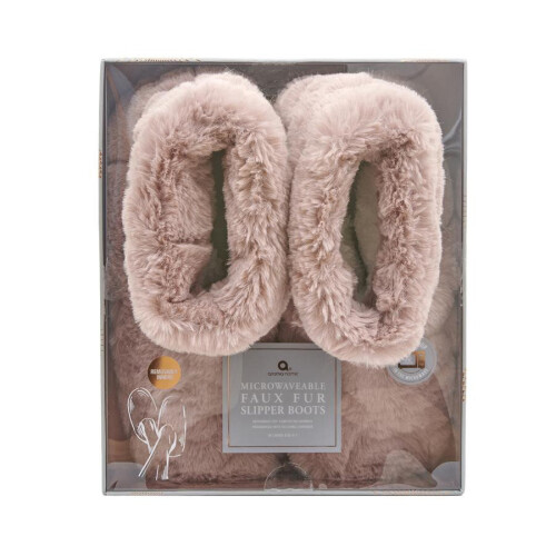 Pink Faux Fur Microwavable Slipper Boots 2