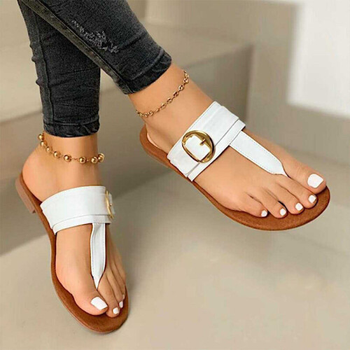 Women Slippers Clip Toe Flat Sandals Summer T Tied Ladies Shoes Beach Casual Woman Flip Flops Female PU Leather Footwear