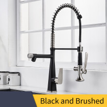 (Cube - Black Silver) Kitchen Faucet, Brass Heavy Duty Spring Single Handle Kitchen Faucets with Pull Down Sprayer and Pot Filler, Commercial Stainless Steel Kitchen Faucet