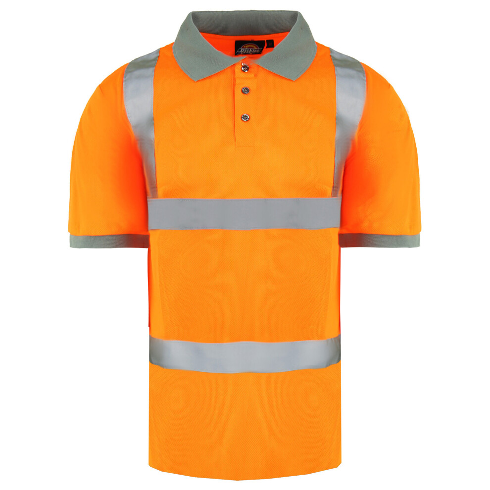 (2XL) Dickies High Visibility Short Sleeve Orange Mens Safety Work Polo Shirt SA22075 ORANGE (UK )