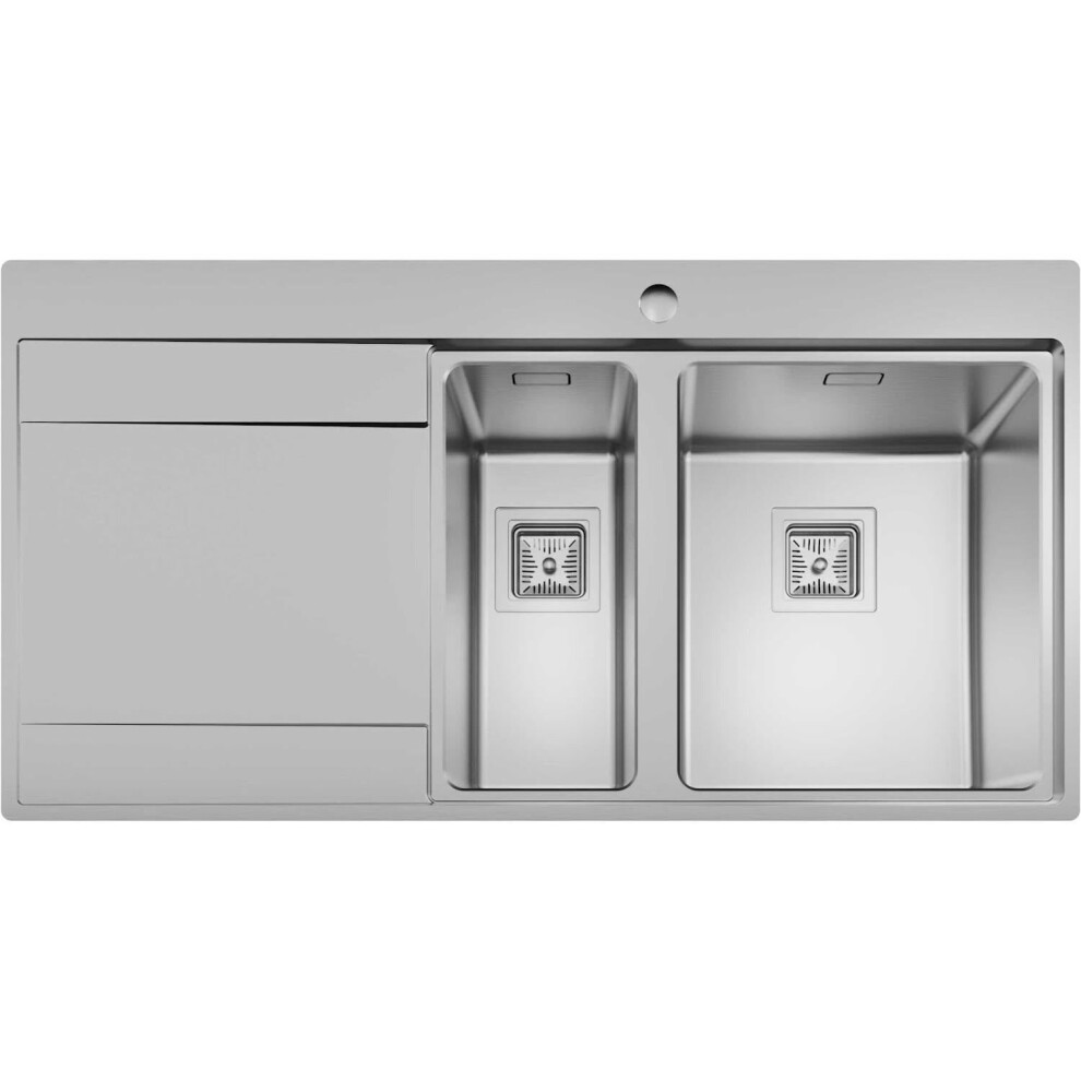 Sauber 1.5 Bowl Stainless Steel Inset Kitchen Sink - Left Hand Drainer 5056467293757