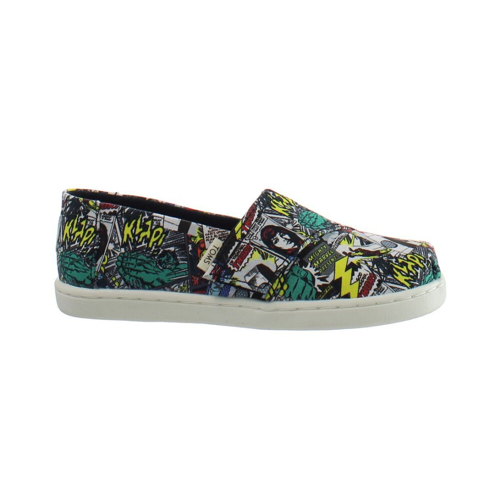 (4k) Toms Classic Marvel Print Slip-On Multicolor Canvas Infants Plimsolls 10015436 (UK )