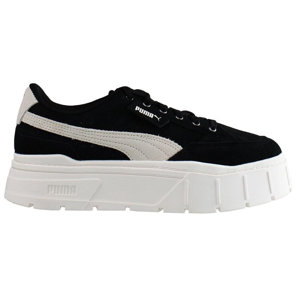 (7) Puma Mayze Stack Lace-Up Black Suede Leather Womens Trainers 383971 03 (UK )