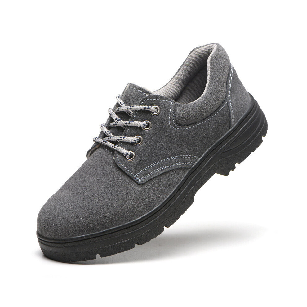 Mens Shoes Leather Anti-Smash Work Boots Safety Steel Toe Work Shoes Men Indestructible Boots Grey Ankle Boots 885661066264
