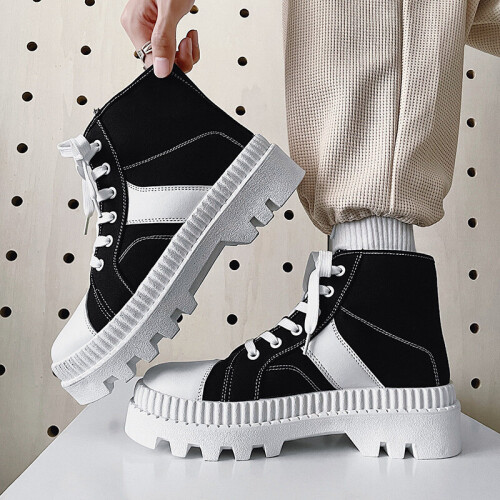 Casual High top Canvas Ankle Boots Men Tennis Breathable Sport Sneakers Male Trainer Shoes Lace Up Platform Boots