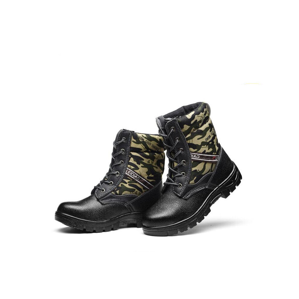 High Work Shoes Anti-Smashing Stab Safety Shoes Winter Plus Velvet Camouflage Men's Shoes Indestructible Men's Boots 885661107165