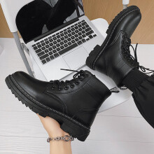 Men Ankle Leather Boots High-Top Tooling Shoes Punk Boots Outdoor Desert Boots Men Shoes