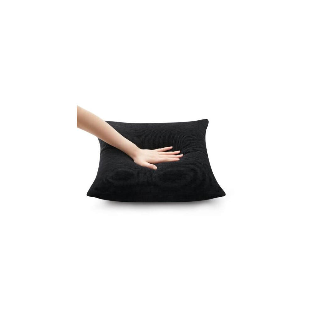 (Black) Stripe Velvet Cushion Cover Decorative Pillow Throw