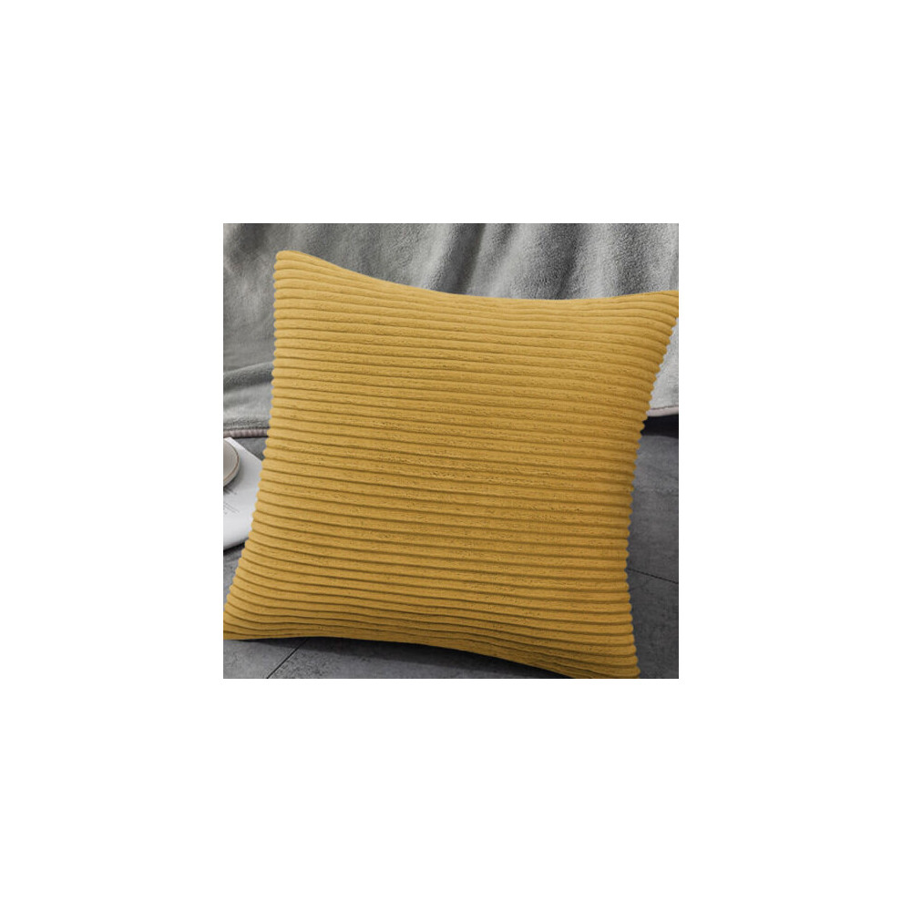 (Ochre) Stripe Velvet Cushion Cover Decorative Pillow Throw