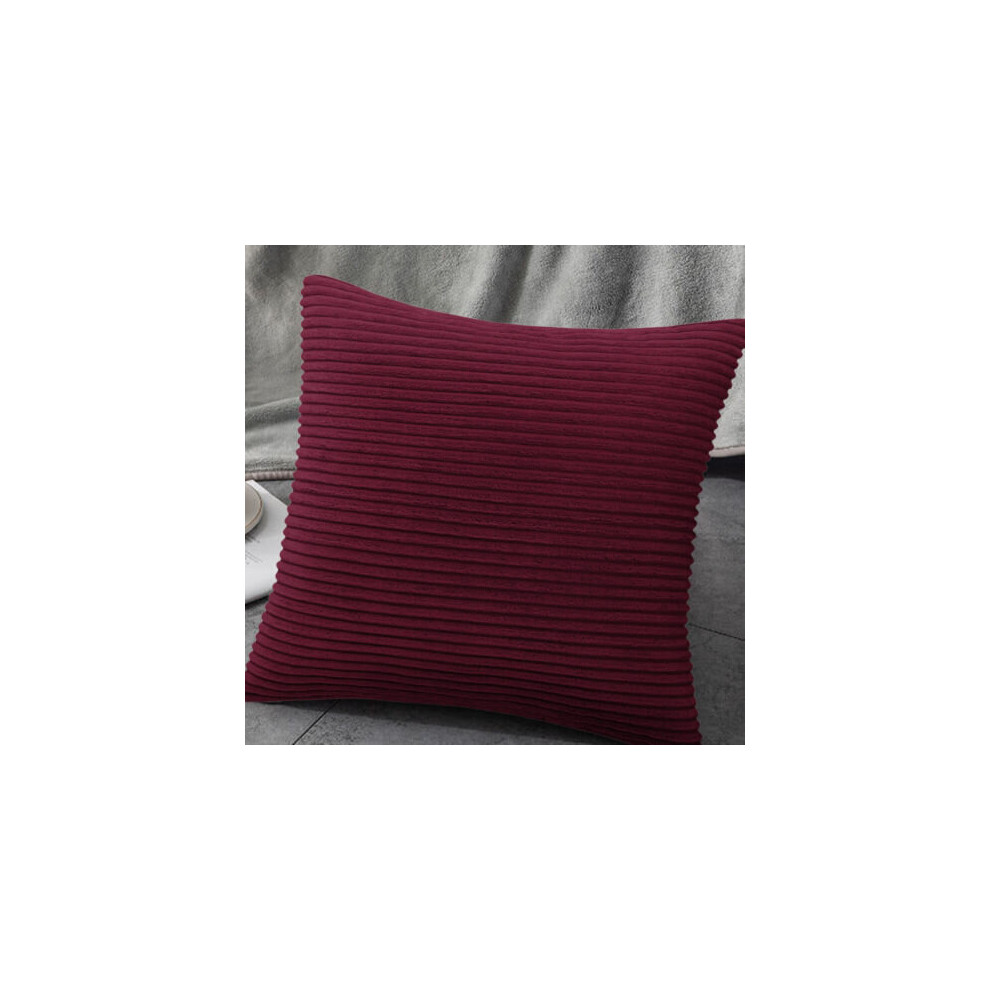 (Red) Stripe Velvet Cushion Cover Decorative Pillow Throw