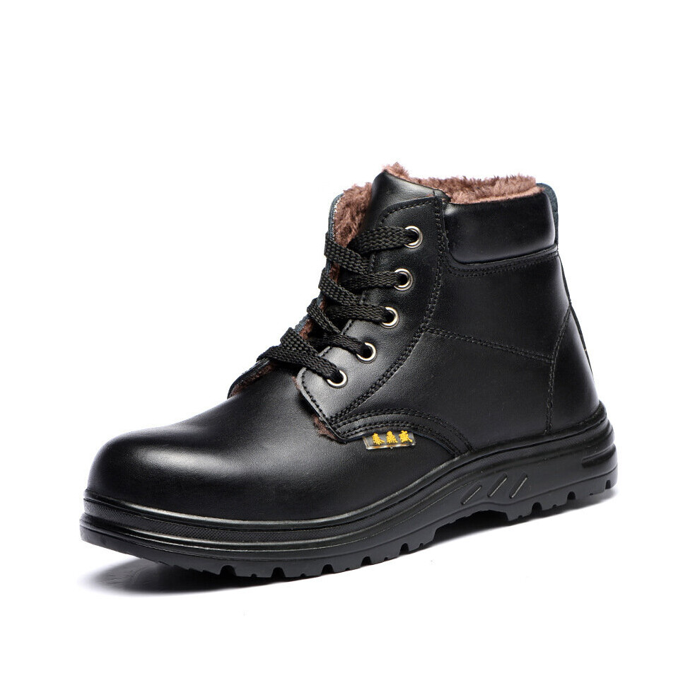 Men's Black Leather Shoes For Winter Safety Boots Wo Steel Toe Shoe Work Clothes Water Proof Boots Zapatos Seguridad