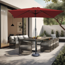 (Wine) 2x3M Garden Parasol Umbrella Patio Sun Shade Crank Tilt Sun Shade with Base