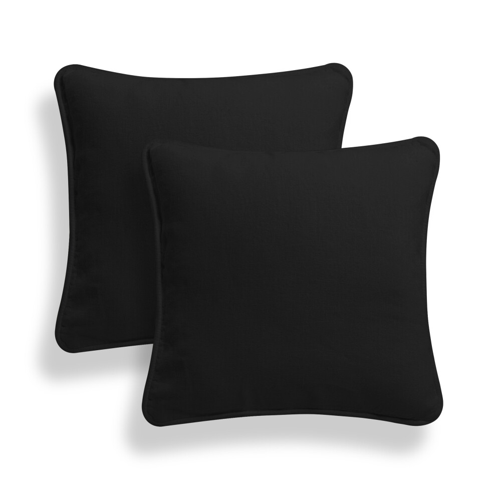 (16x16", Black) Set of 2 Plain 100% Cotton Soft Decorative Square Cushion Covers throw Pillow cases, Home Decor For Sofa couch Bed & Chair in 16" 18"