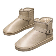 Winter Youth Solid With Velvet Warm Boots Men's High Top Cotton Shoes Non-Slip Waterproof Bread Shoes For